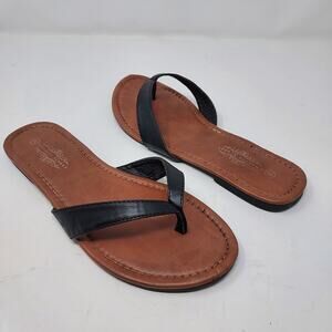 Charles Albert Black Flip Flops Size 8